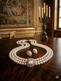 Vintage Regal Pearl & Emerald - cut Diamond Set.